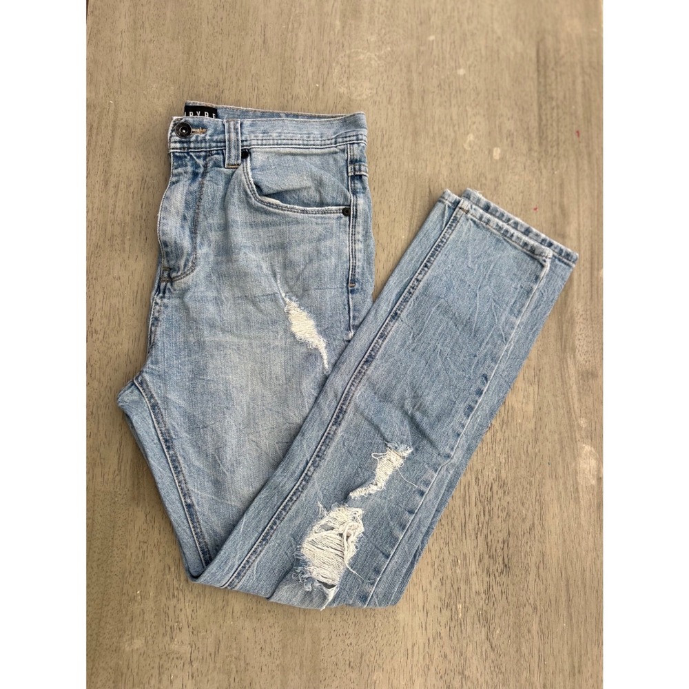 Empyre Verge Distressed Light Wash Slim Taper‎ Jeans Mens Size 30 Blue Denim